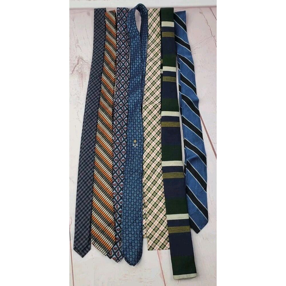 Lot Of 7 Boys Youth Neck Ties Vintage Slim Striped Jordon Marsh Green, Skinny